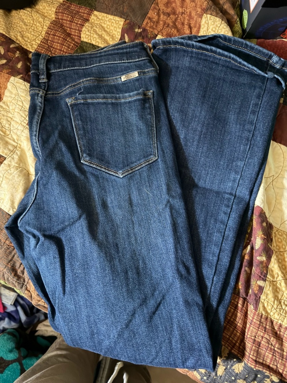 KanCan Women’s Flare Jeans in Dark Blue Denim